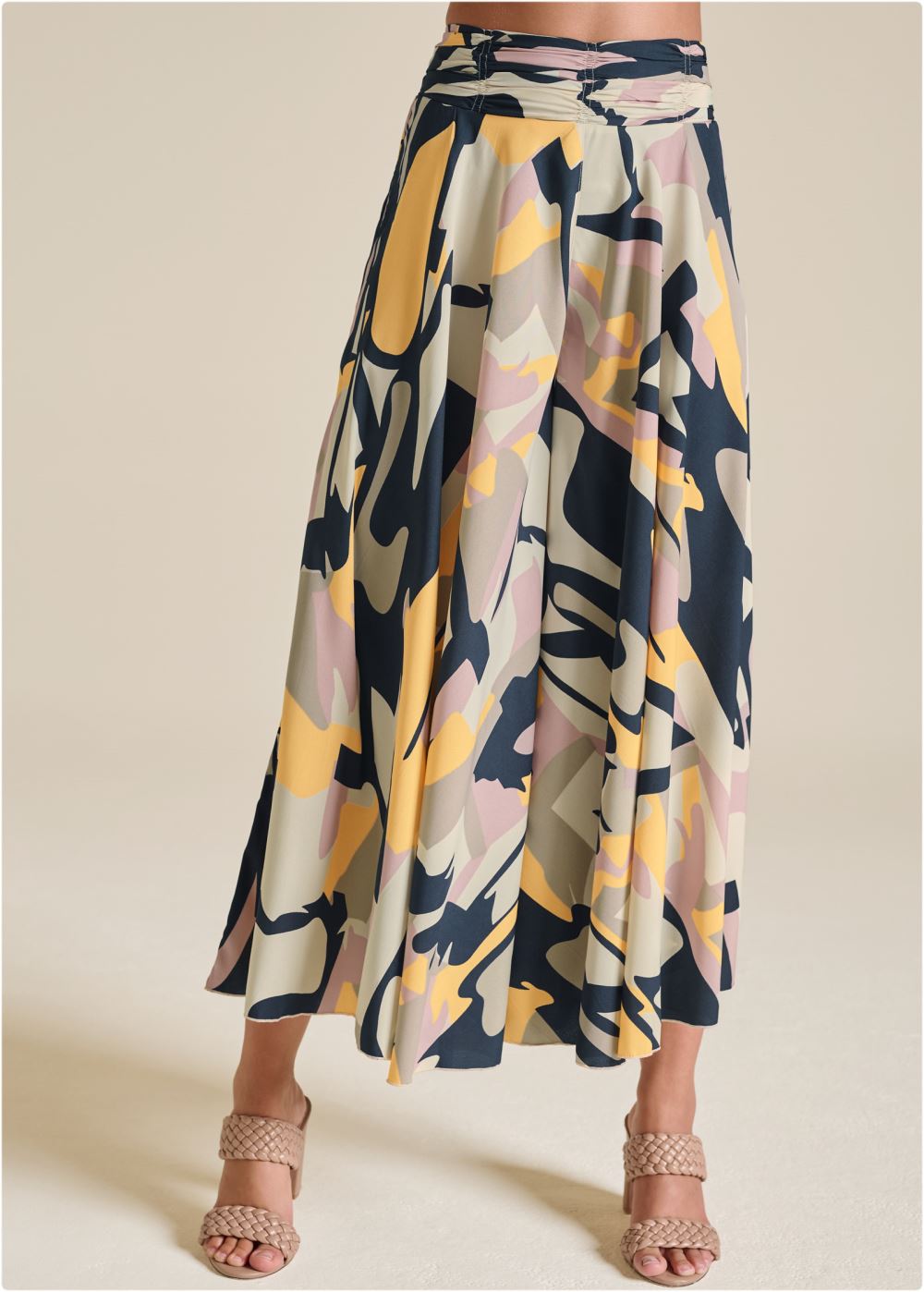 Venus Printed Flowy Pants in Navy Multi