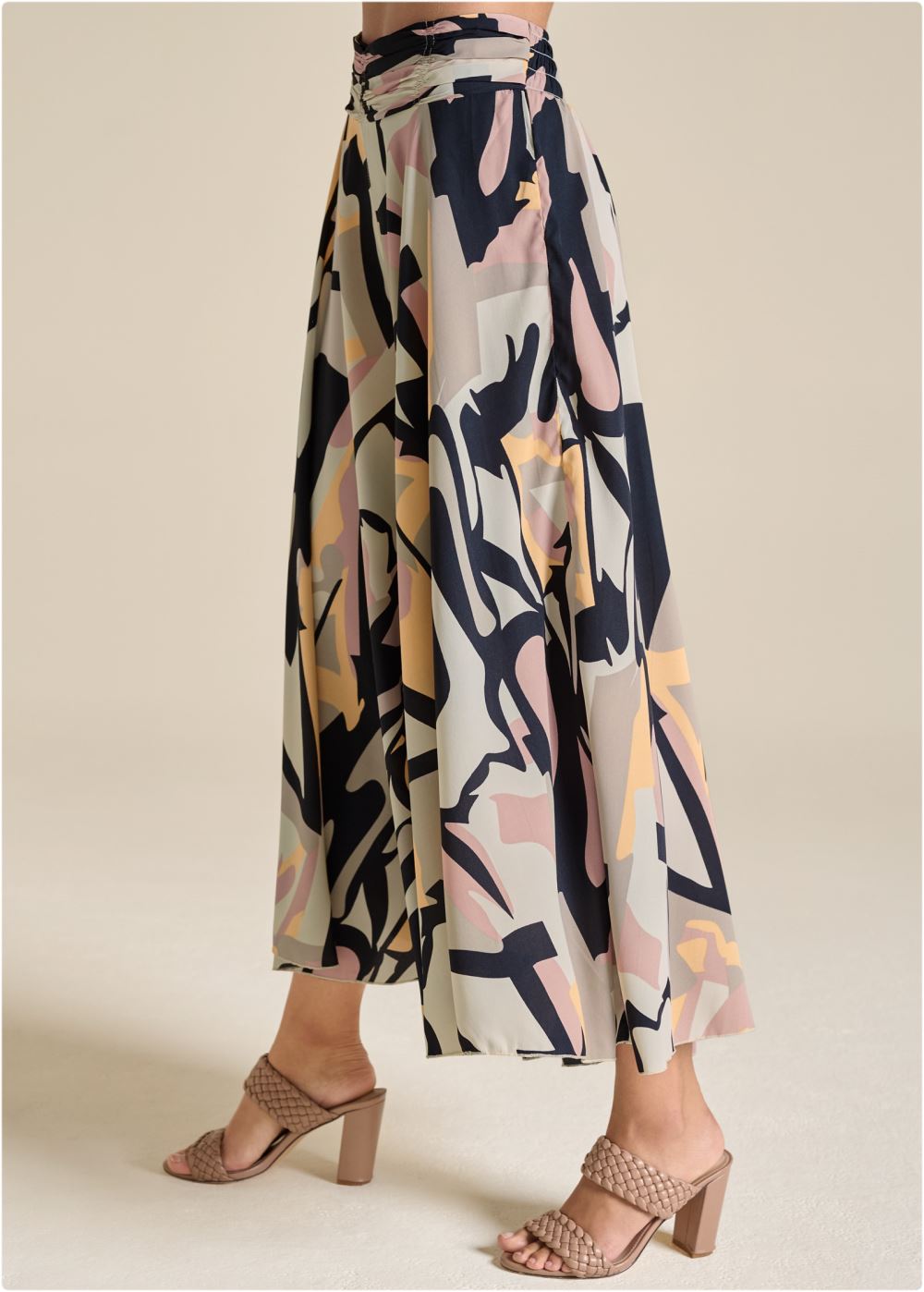 Venus Printed Flowy Pants in Navy Multi