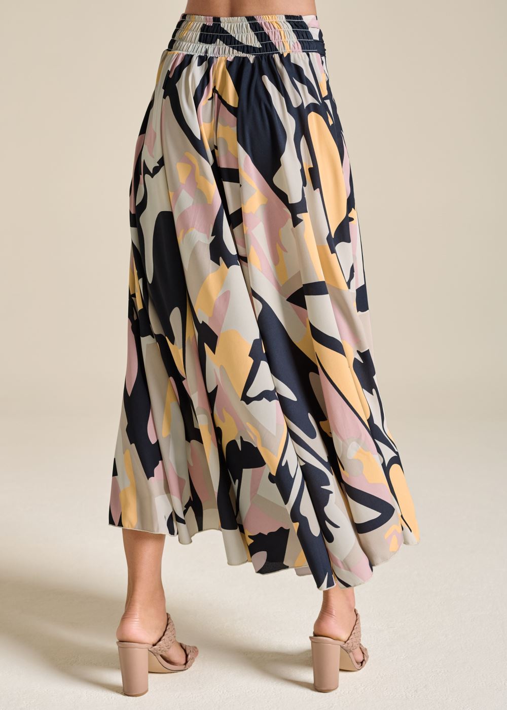 Venus Printed Flowy Pants in Navy Multi