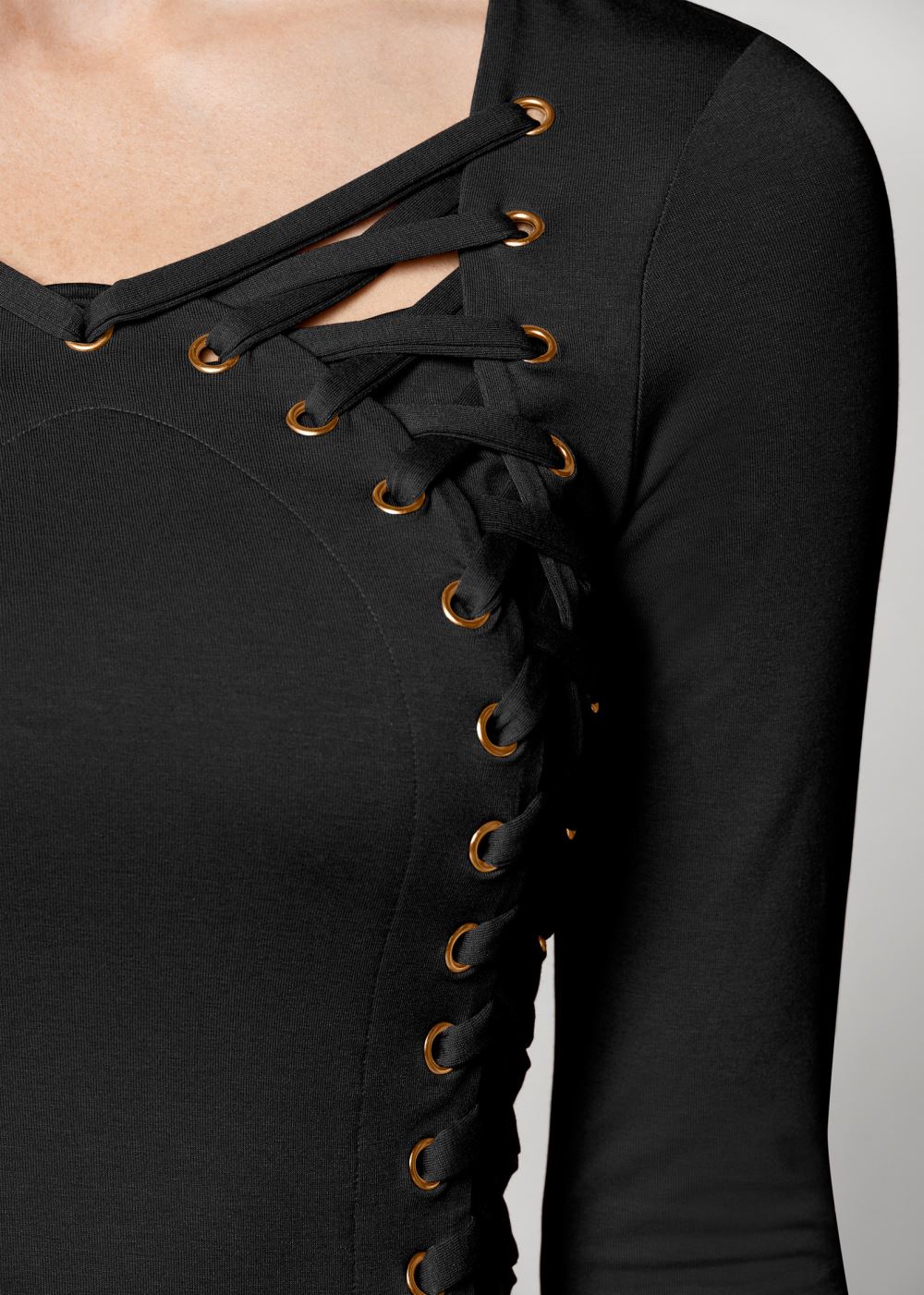 Venus Side Lace-Up Top in Black