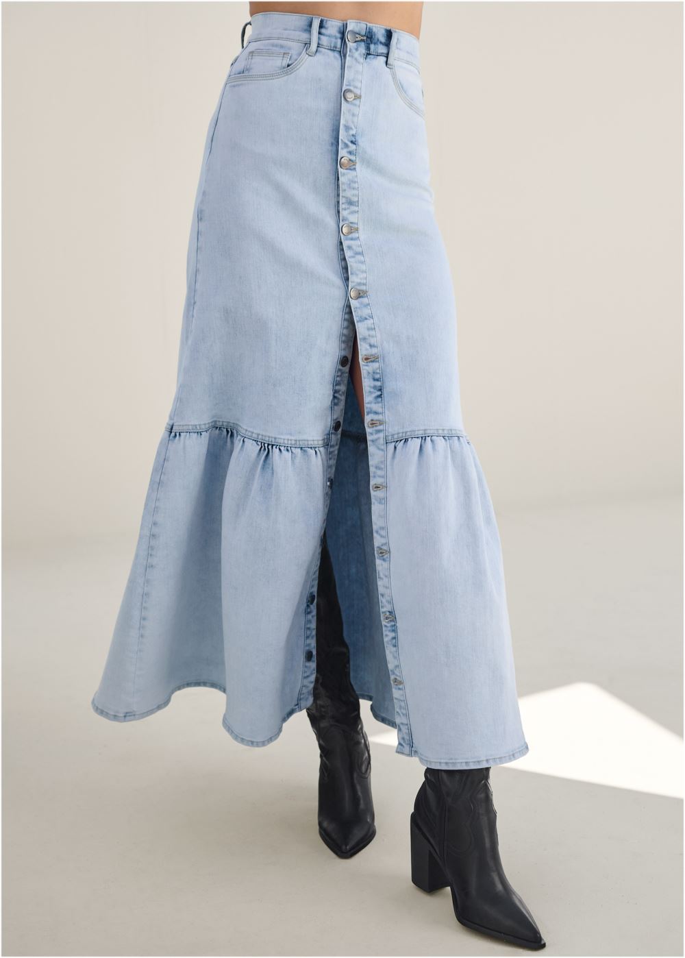Venus Denim Mermaid Maxi Skirt - Light Wash