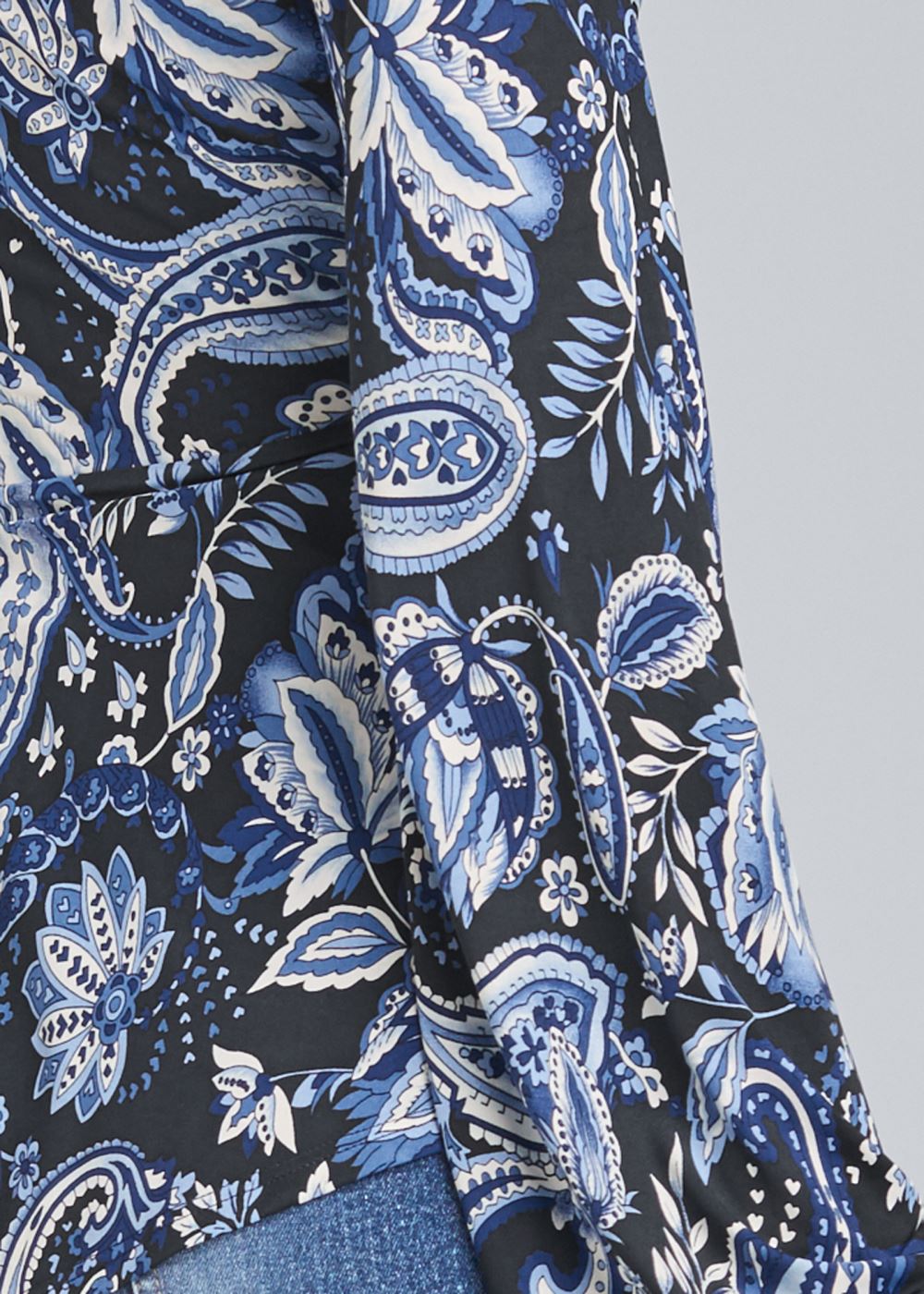 Venus Paisley Balloon Sleeve Top in Blue Multi