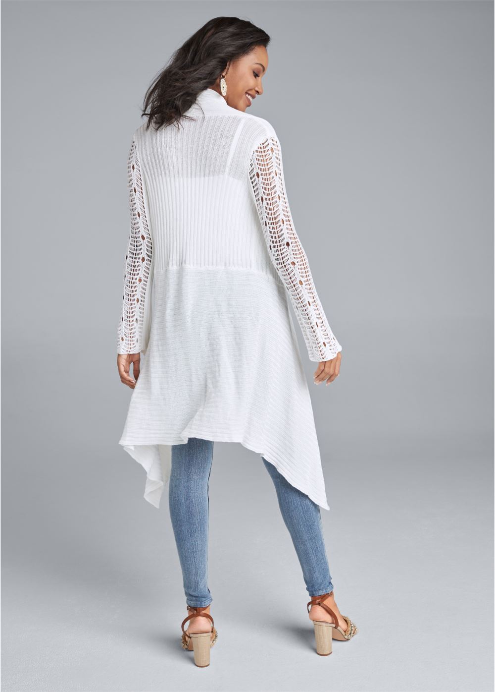 Venus VENUS | Crochet Sleeve Duster in White