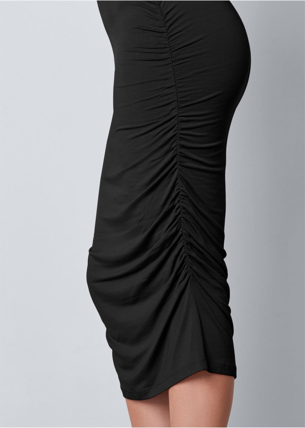 Venus Long Sleeve Ruched Dress - Black