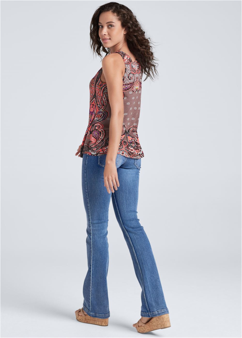 Venus Sleeveless Paisley Top in Pink Multi