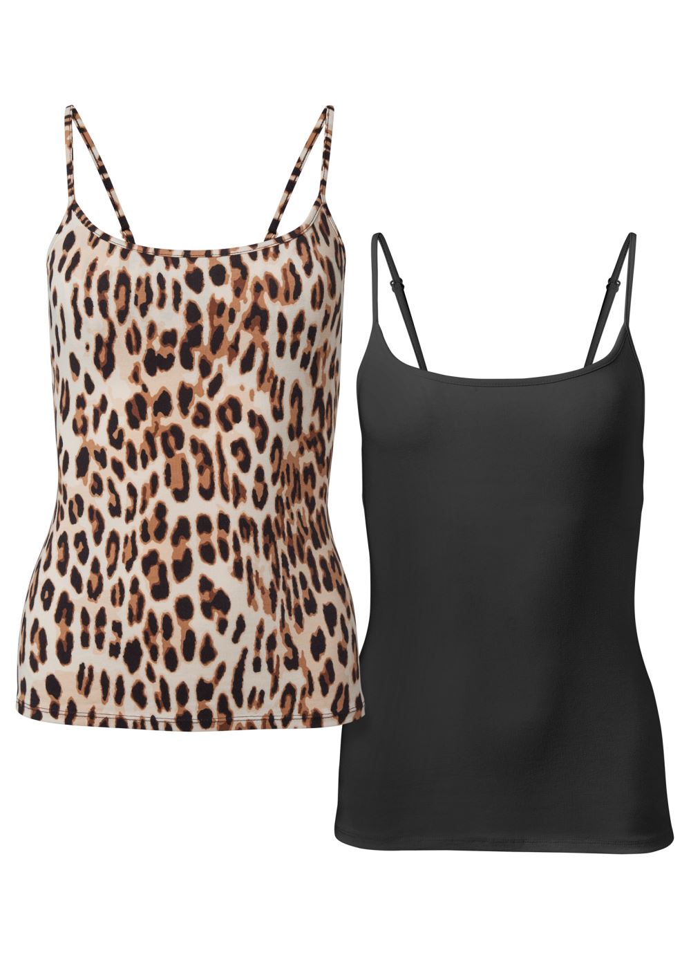 Venus Basic Cami Two Pack in Black Leopard