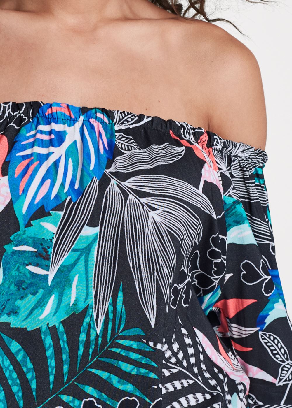 Venus Off-Shoulder Printed Top in Blue Multi