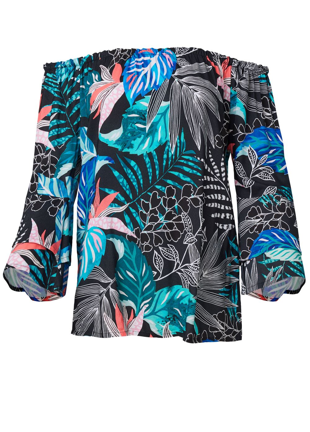 Venus Off-Shoulder Printed Top in Blue Multi