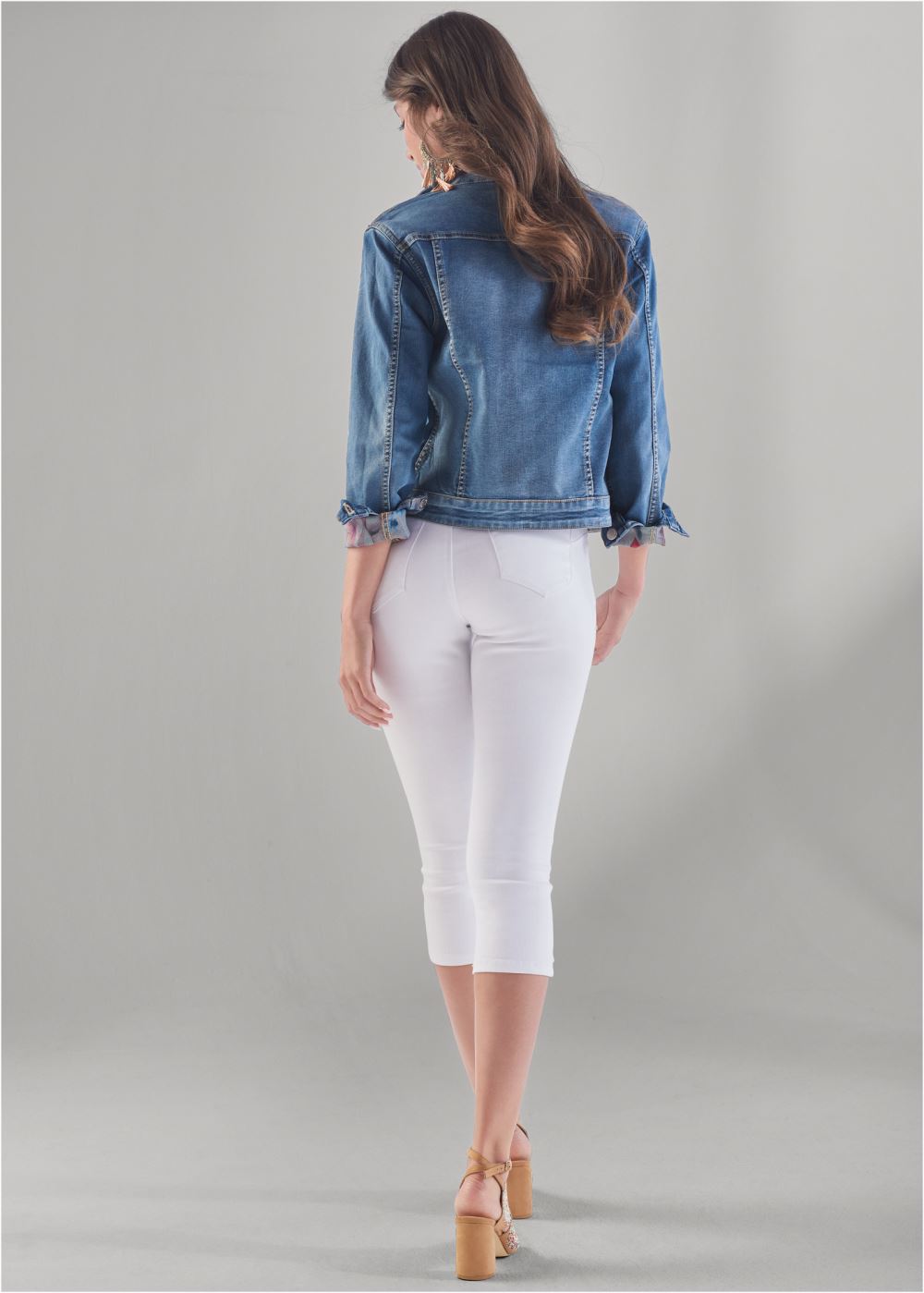 Venus Reversible Denim Jacket in Pink Floral
