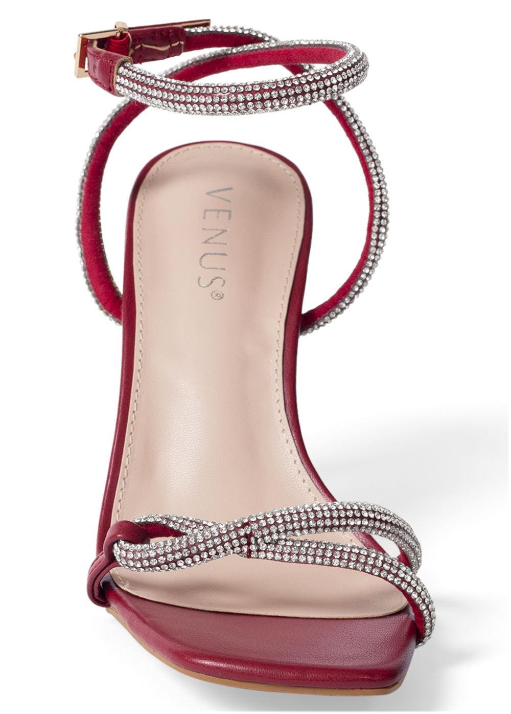 Venus Embellished Twist Heels in Red