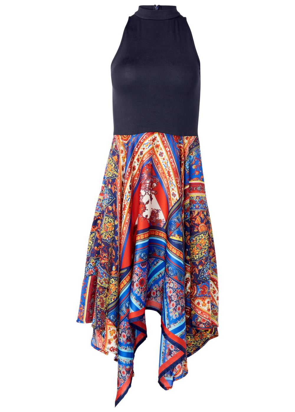 Venus Handkerchief Hem Dress - Navy Multi