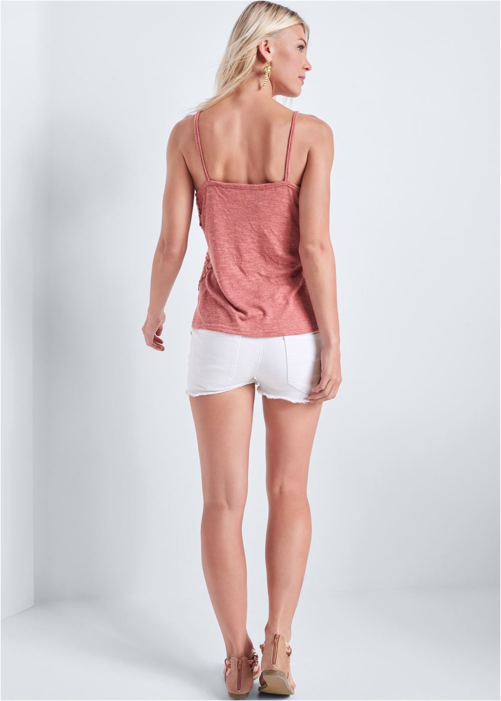 Venus Crochet Detail Tank in Pink