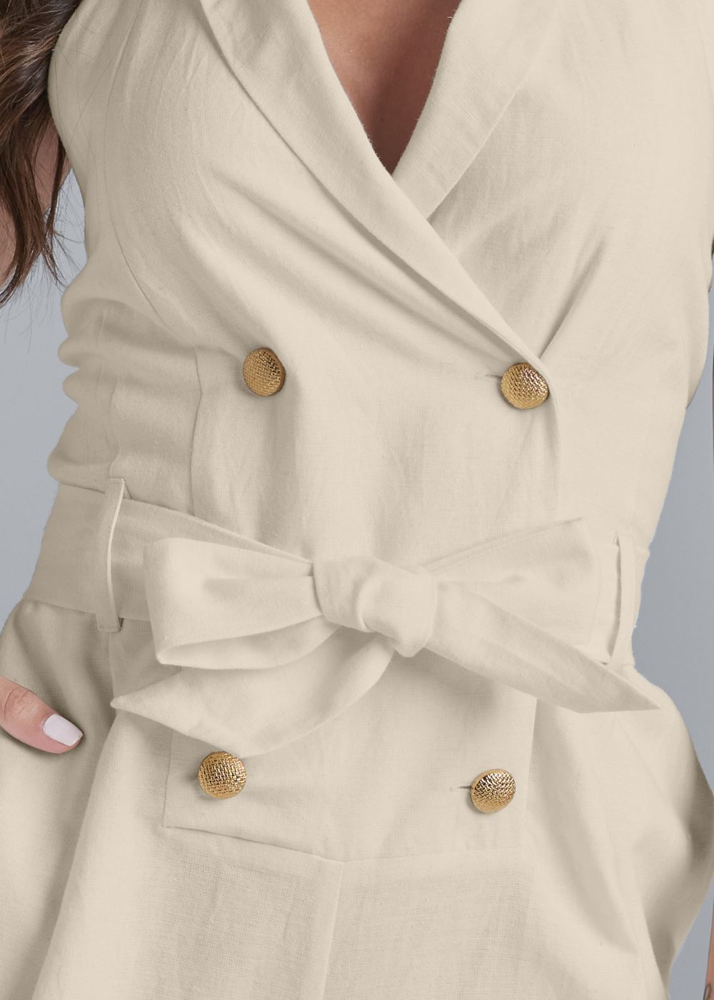 Venus Linen Halter Romper in Natural