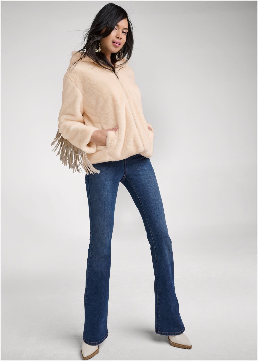 Venus Faux-Fur Bomber Coat in White