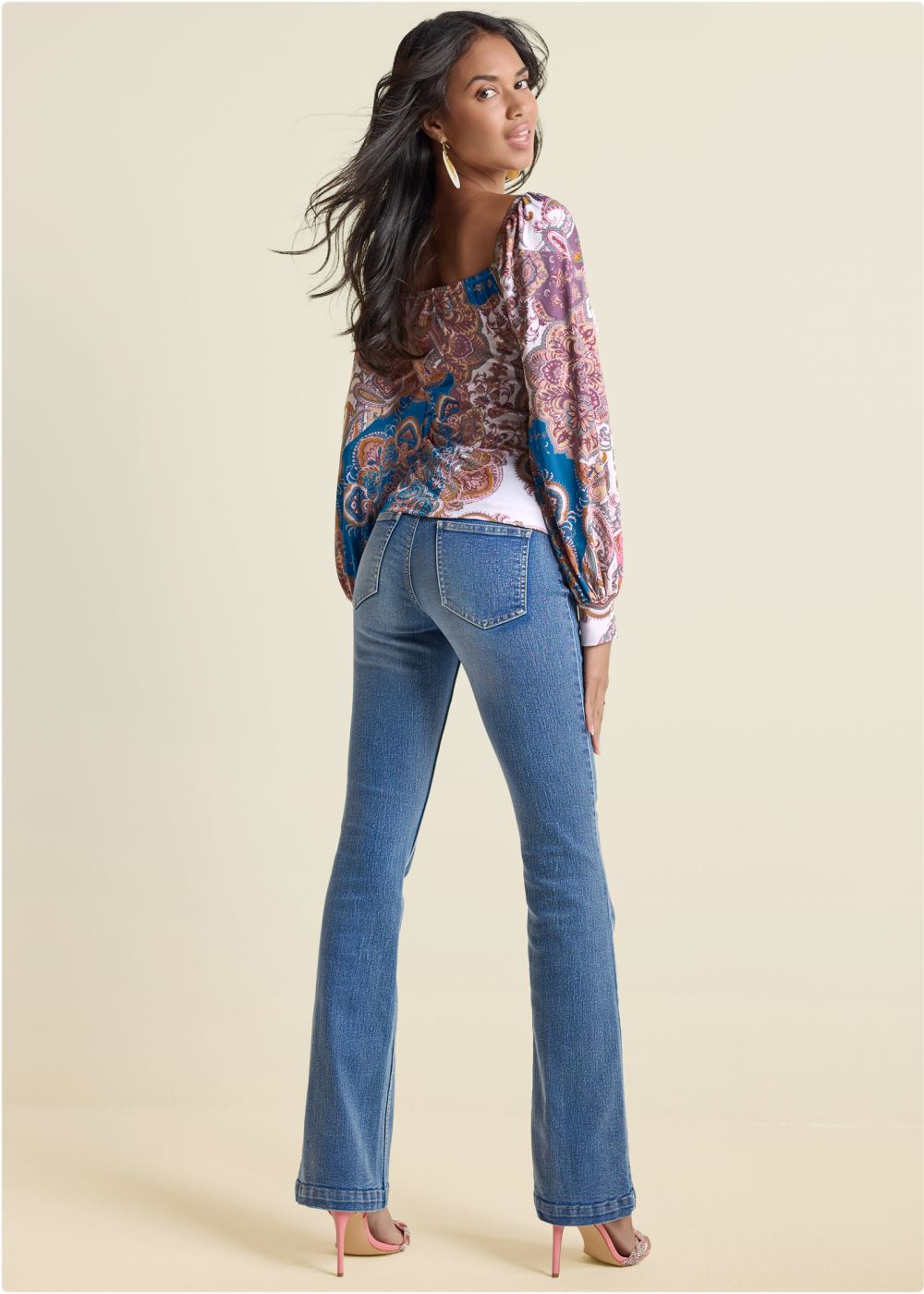 Venus Smocked Printed Top in Pink Multi