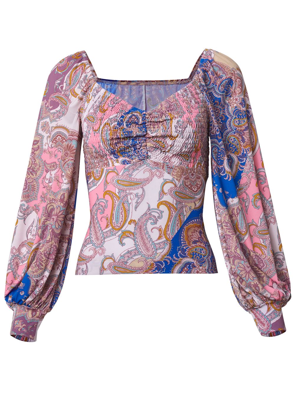Venus Smocked Printed Top in Pink Multi