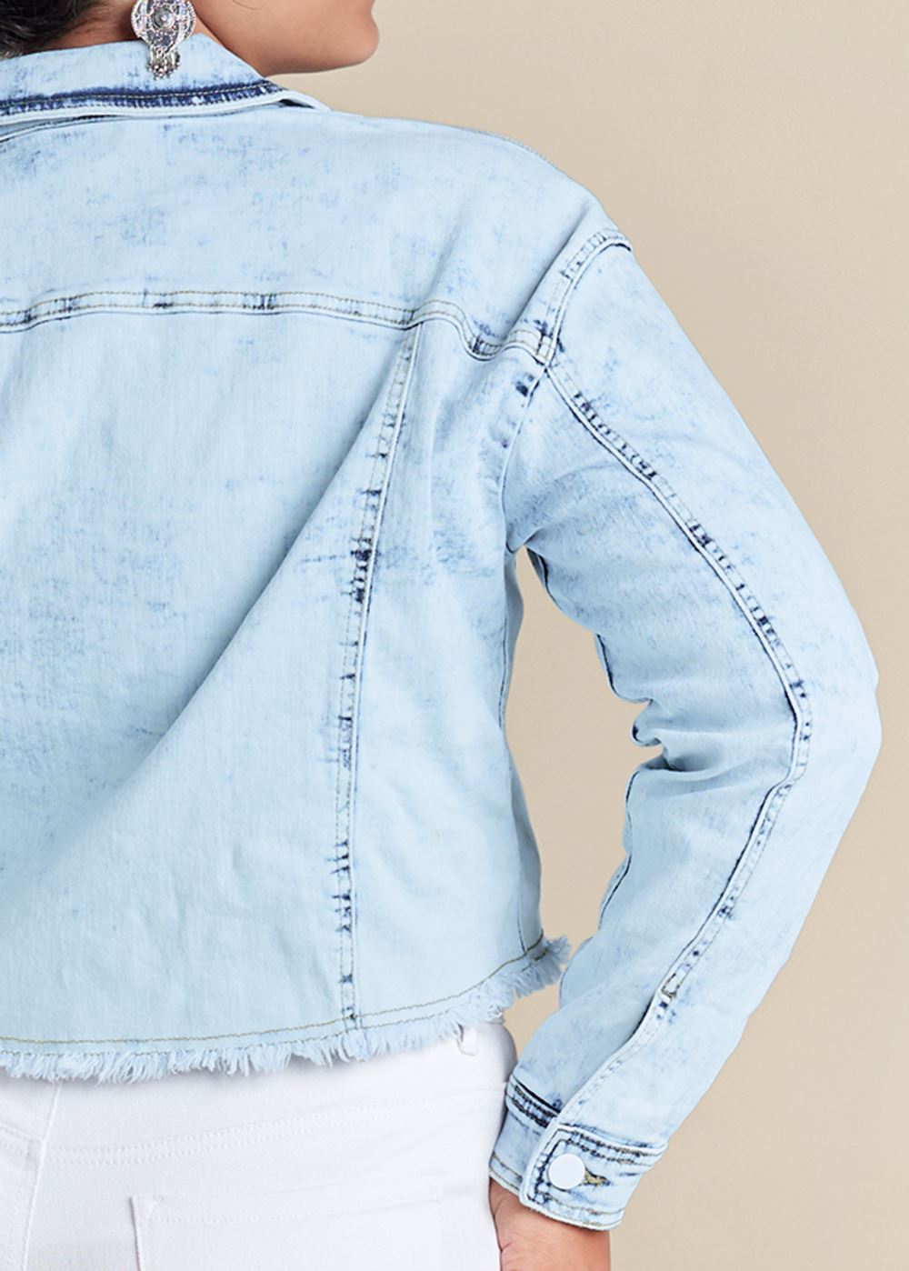 Venus Crop Acid Wash Denim Jacket in Acid Wash