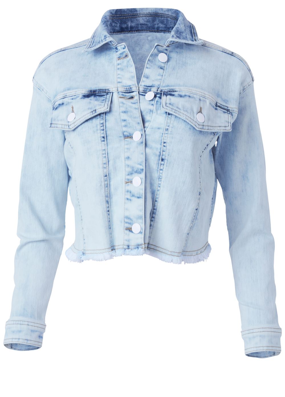 Venus Crop Acid Wash Denim Jacket in Acid Wash