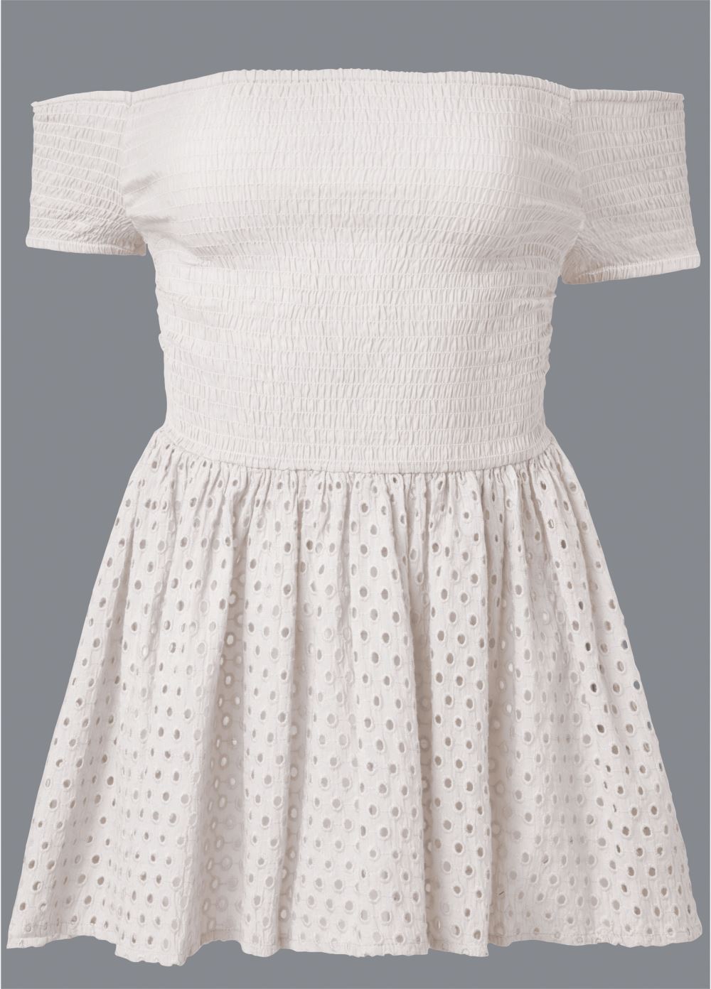 Venus Smocked Eyelet Top in Off White