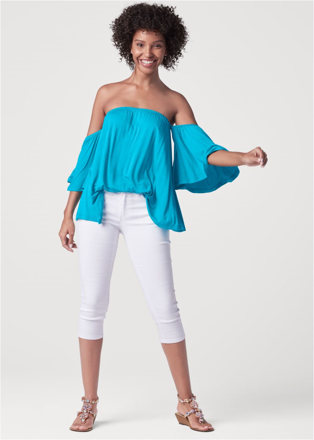 Venus Off-The-Shoulder Top in Aqua