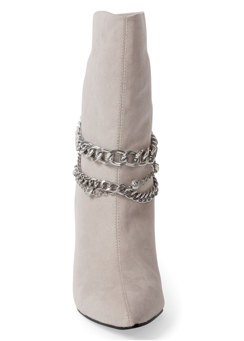Venus High Heel Chain Booties in Grey