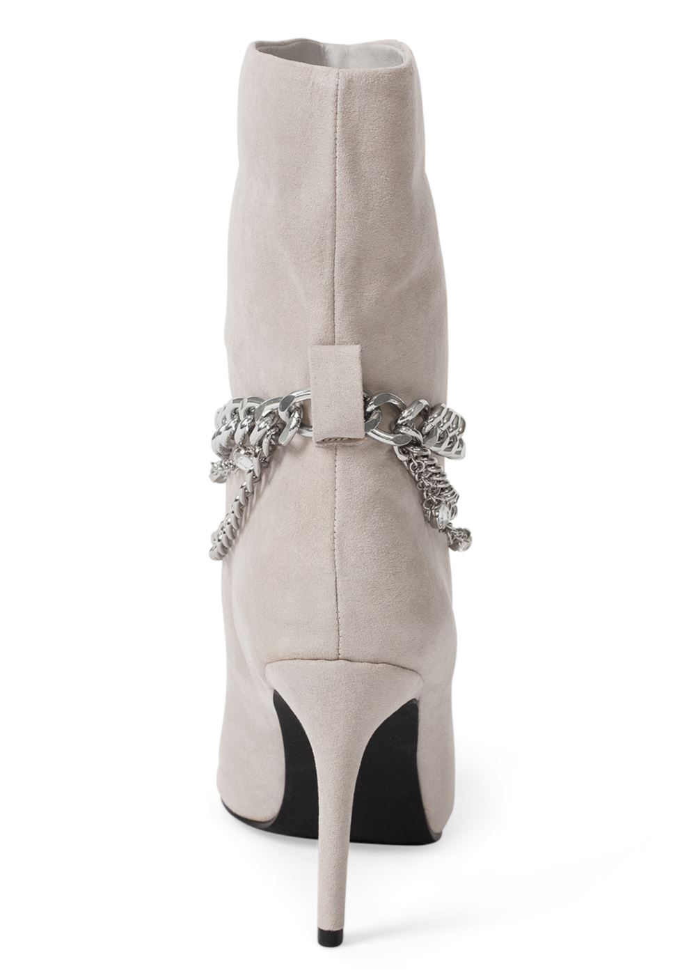 Venus High Heel Chain Booties in Grey