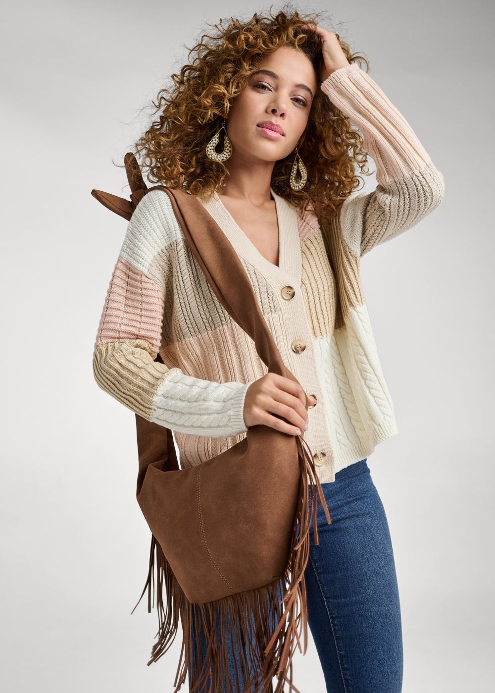 Venus Fringe Crossbody Handbag in Brown