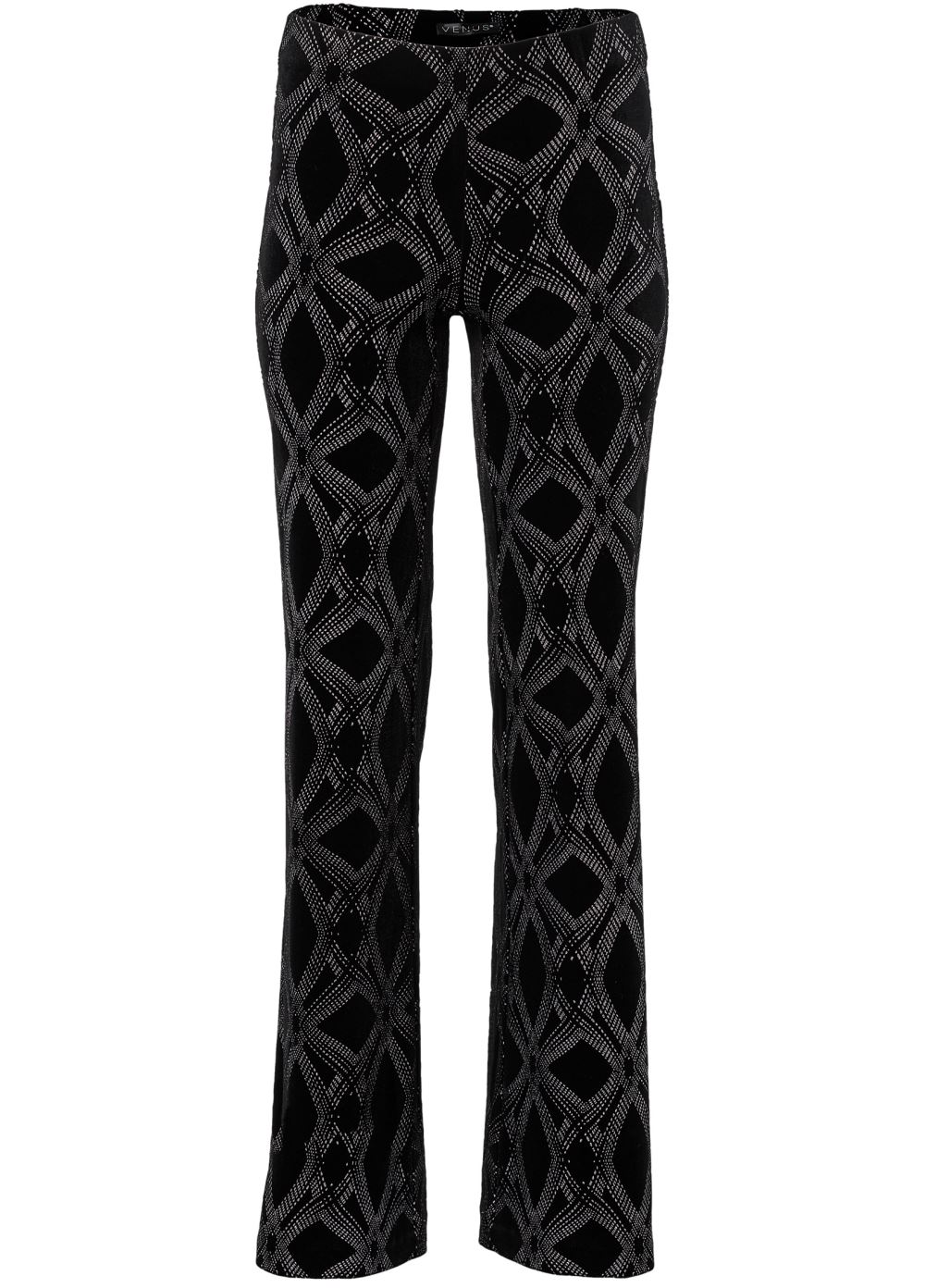 Venus Velvet Wide Leg Pants in Black & Silver