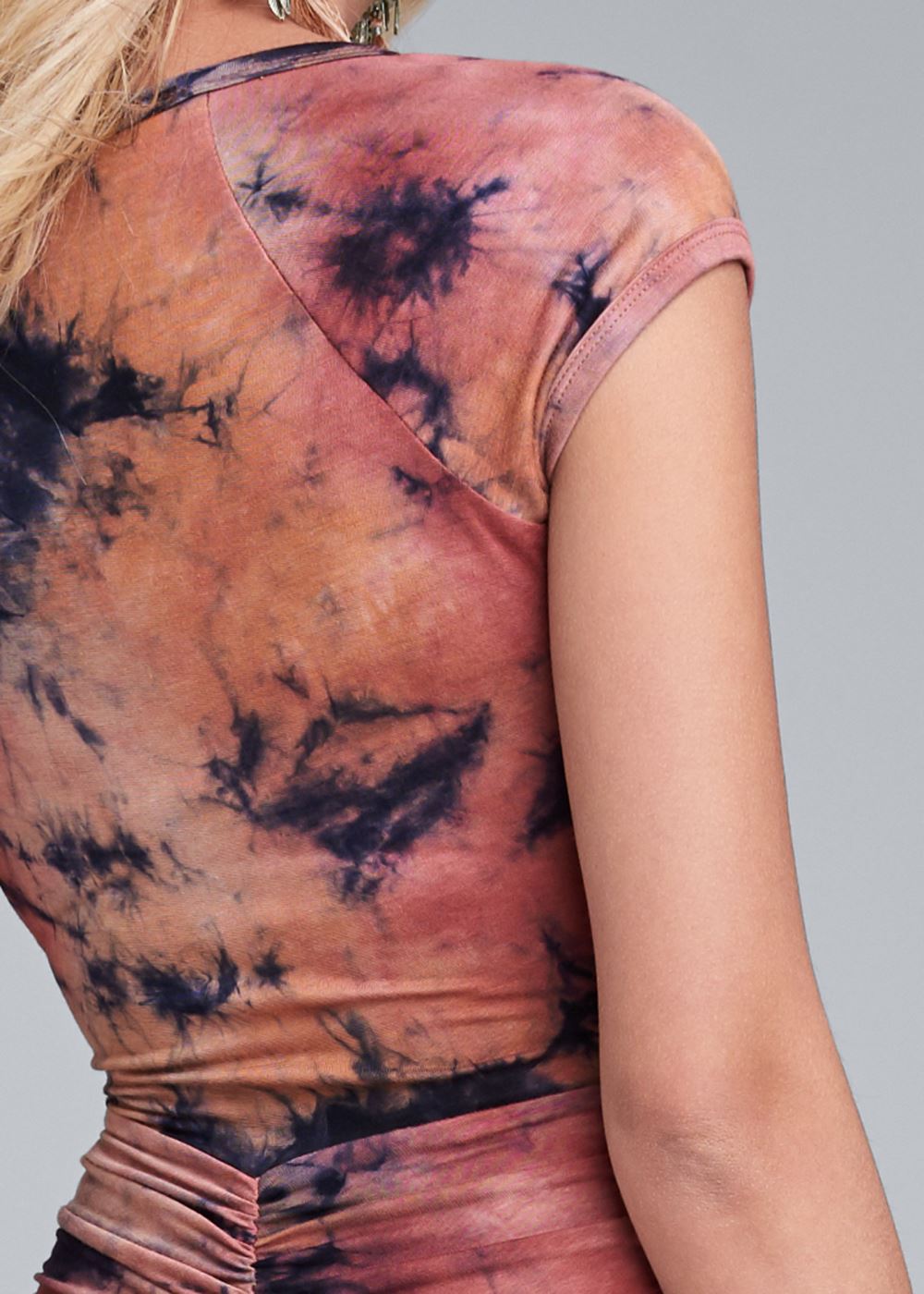 Venus Ruched Tie Dye Maxi Dress - Rust Multi
