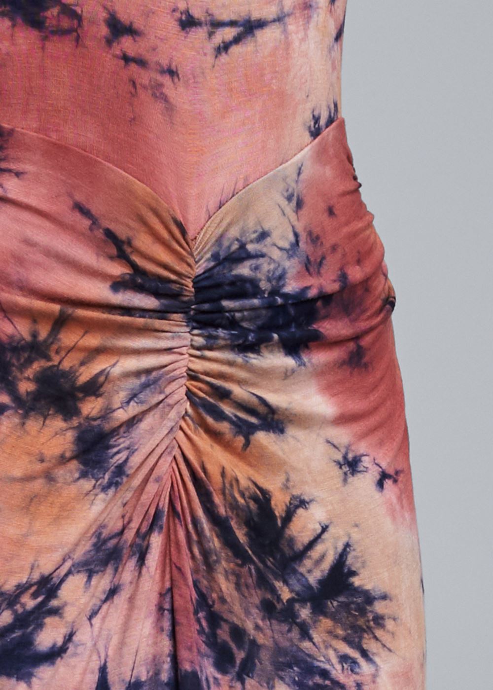 Venus Ruched Tie Dye Maxi Dress - Rust Multi