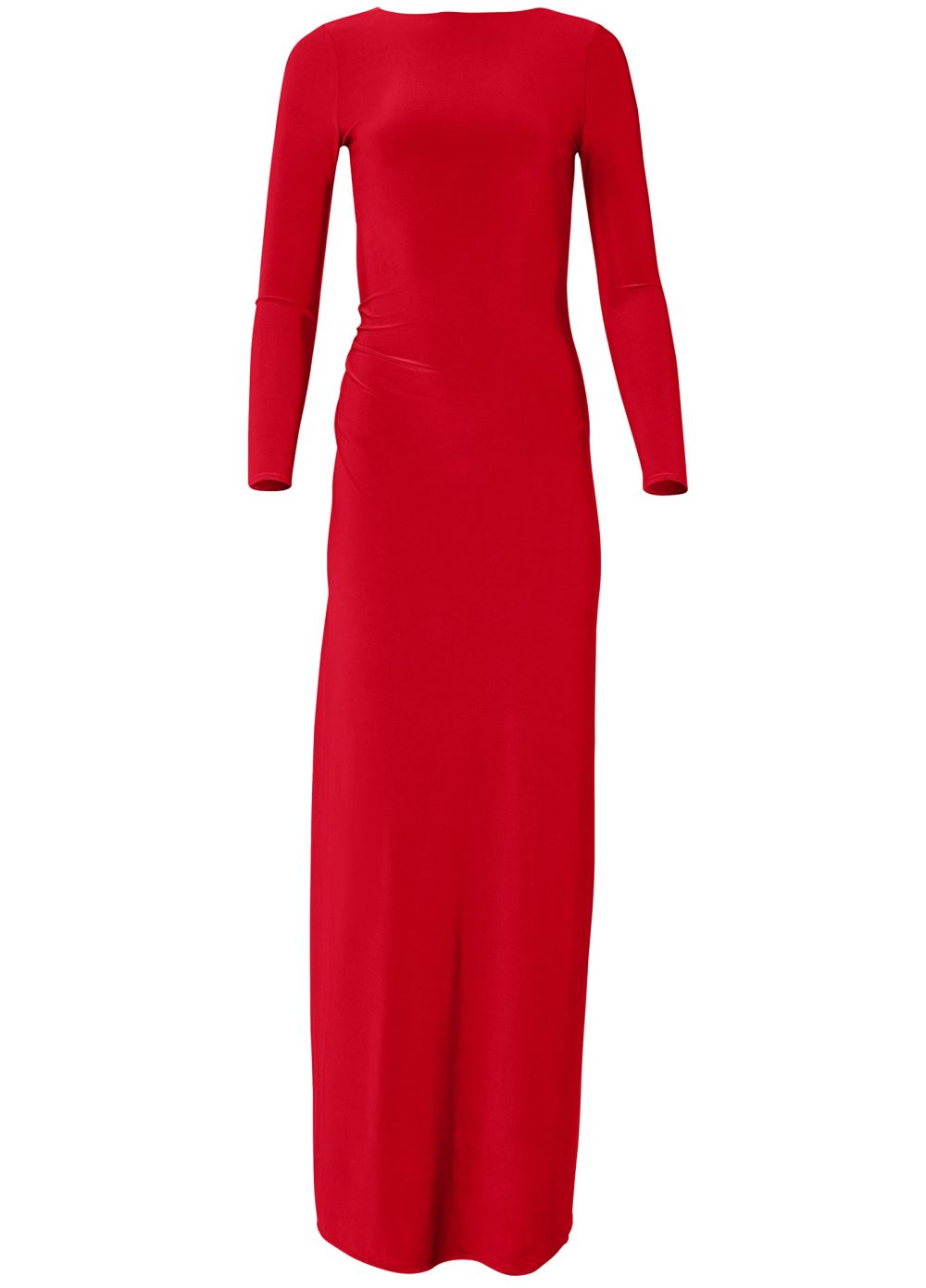 Venus Plunging Back Long Dress - Red