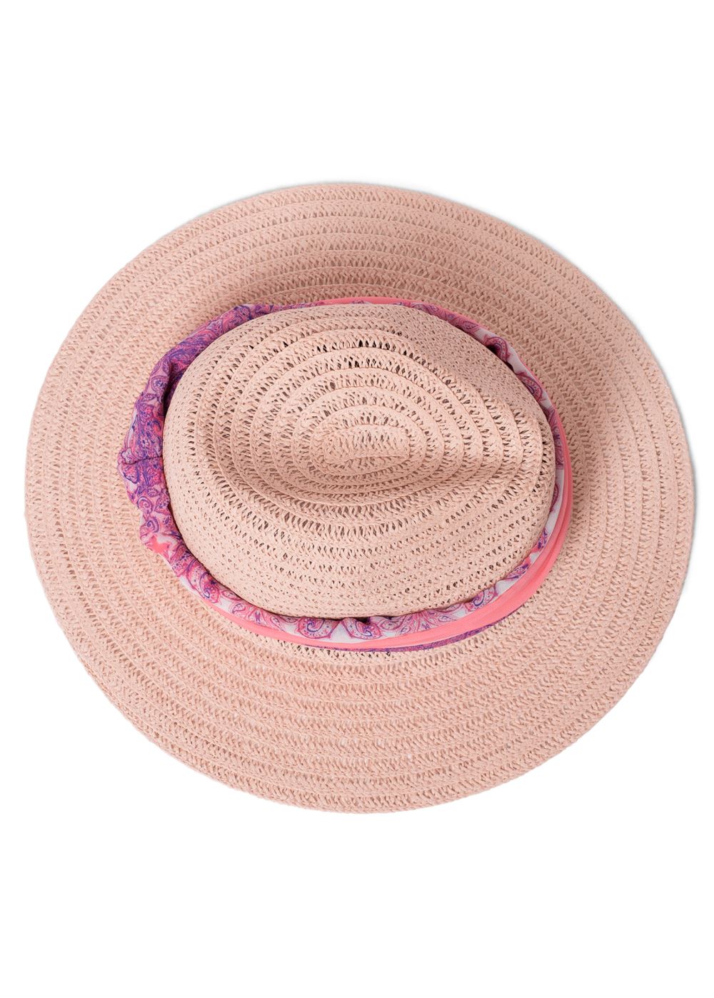 Venus Chiffon Strap Straw Hat in Blush Multi