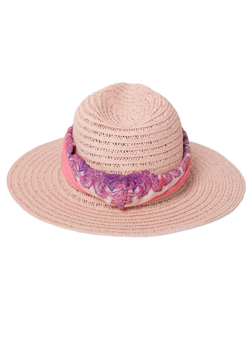 Venus Chiffon Strap Straw Hat in Blush Multi
