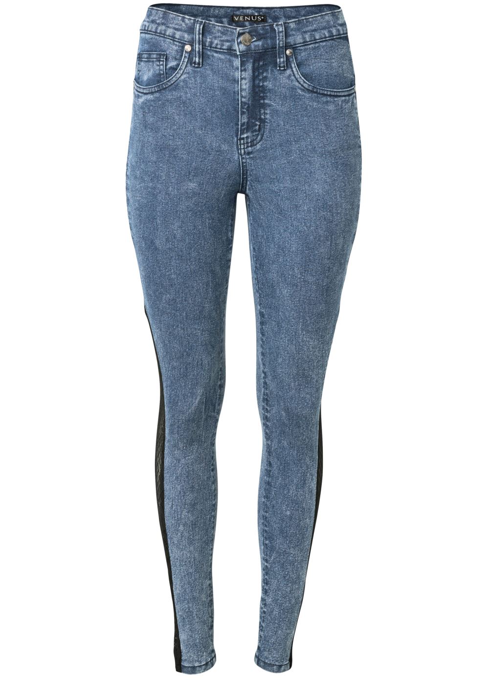 Venus Lace Inset Skinny Jeans in Dark Wash
