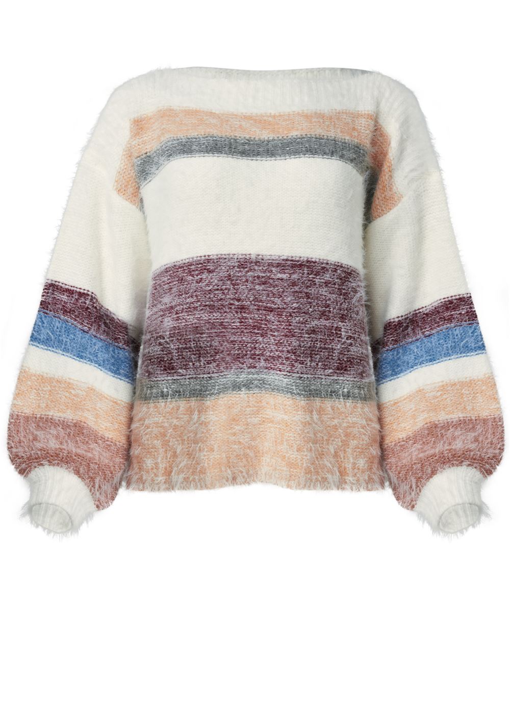 Venus VENUS | Striped Eyelash Sweater in White Multi