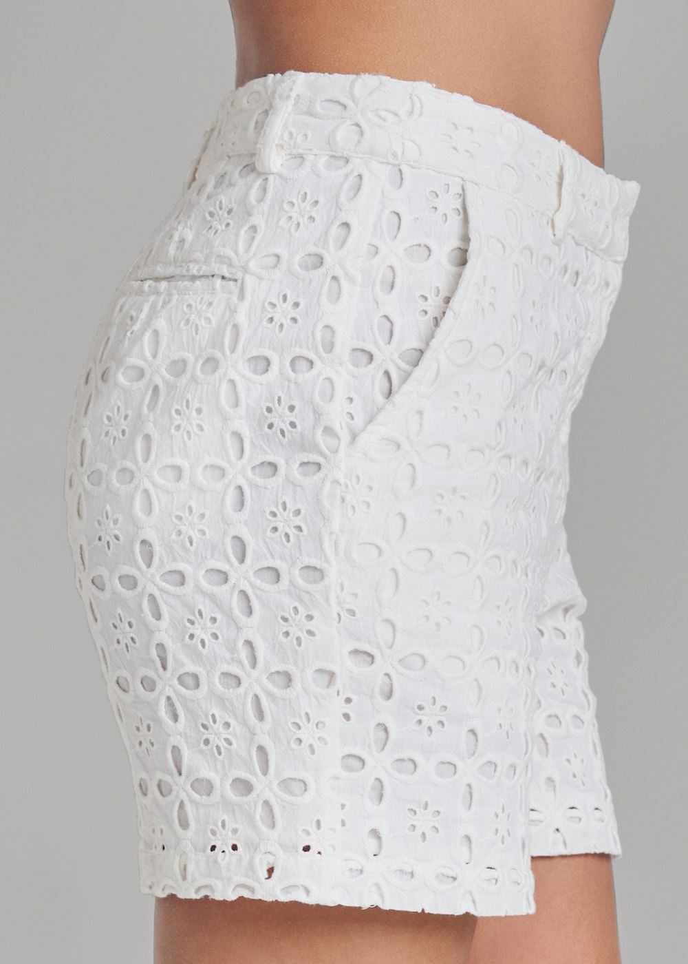 Venus Eyelet Cuffed Shorts - White