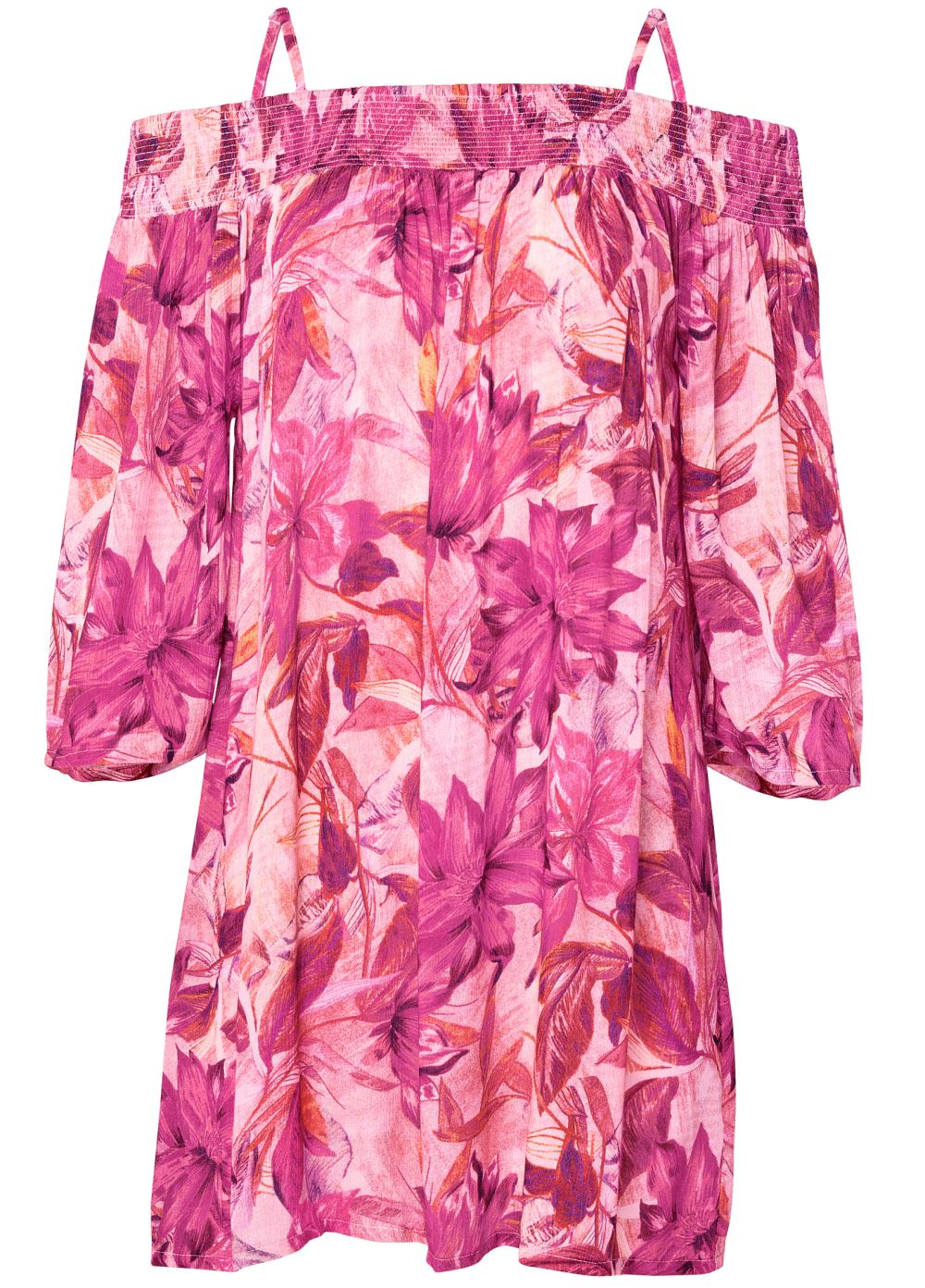Venus Floral Cold-Shoulder Dress - Pink Multi