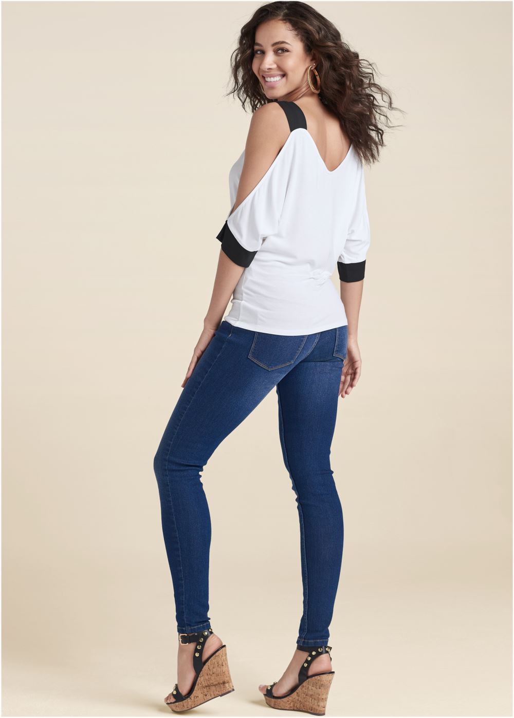 Venus Color Block Top in White & Black