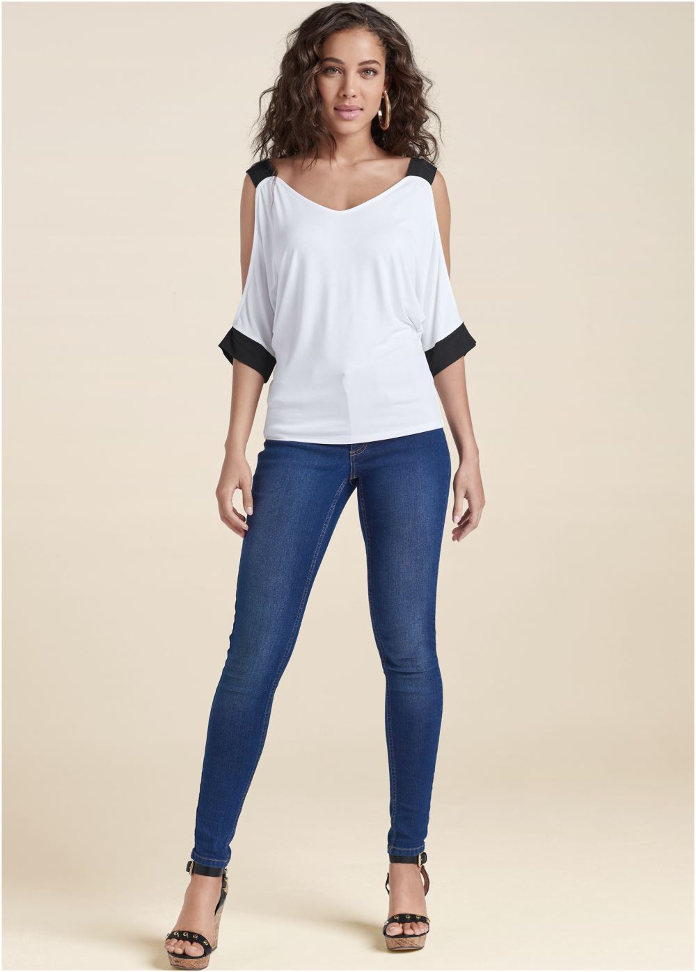 Venus Color Block Top in White & Black