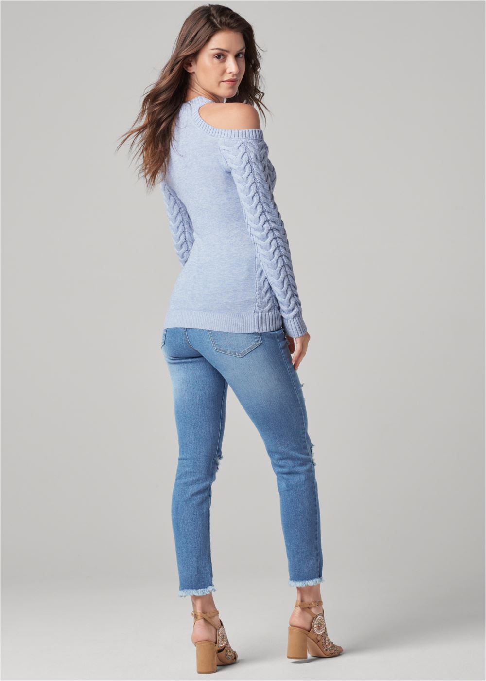 Venus VENUS | Halter Ribbed Sweater in Blue Multi