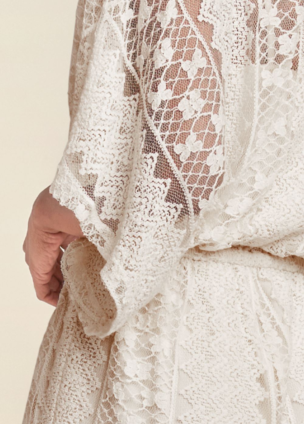 Venus Crochet Romper in Beige