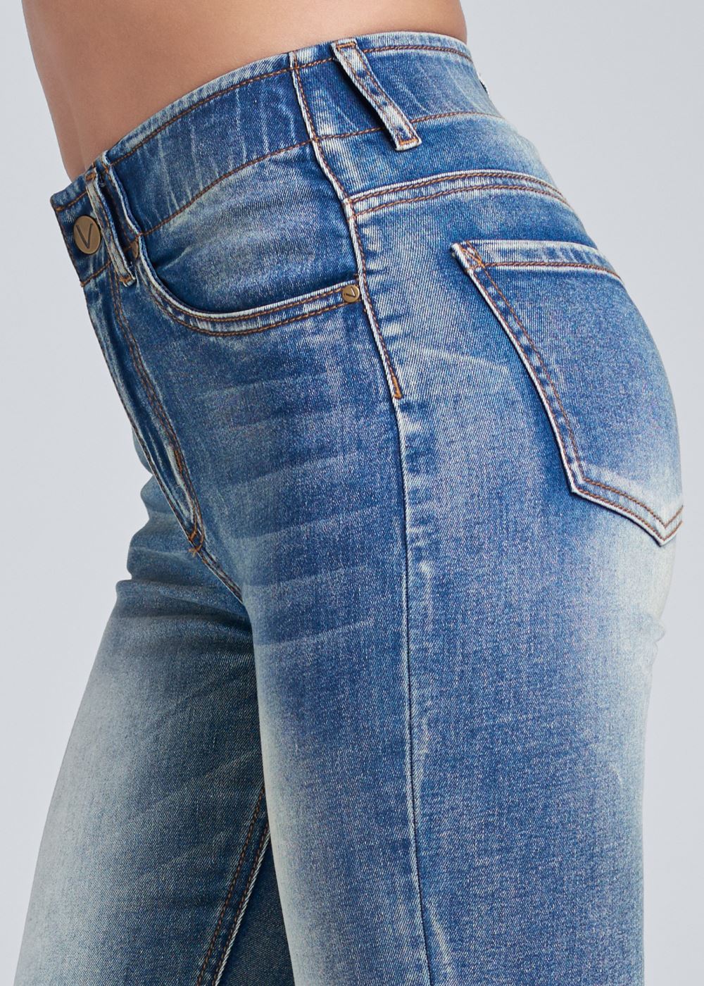 Venus Medium Wash ELASTIC WAISTBAND JEAN CAPRIS