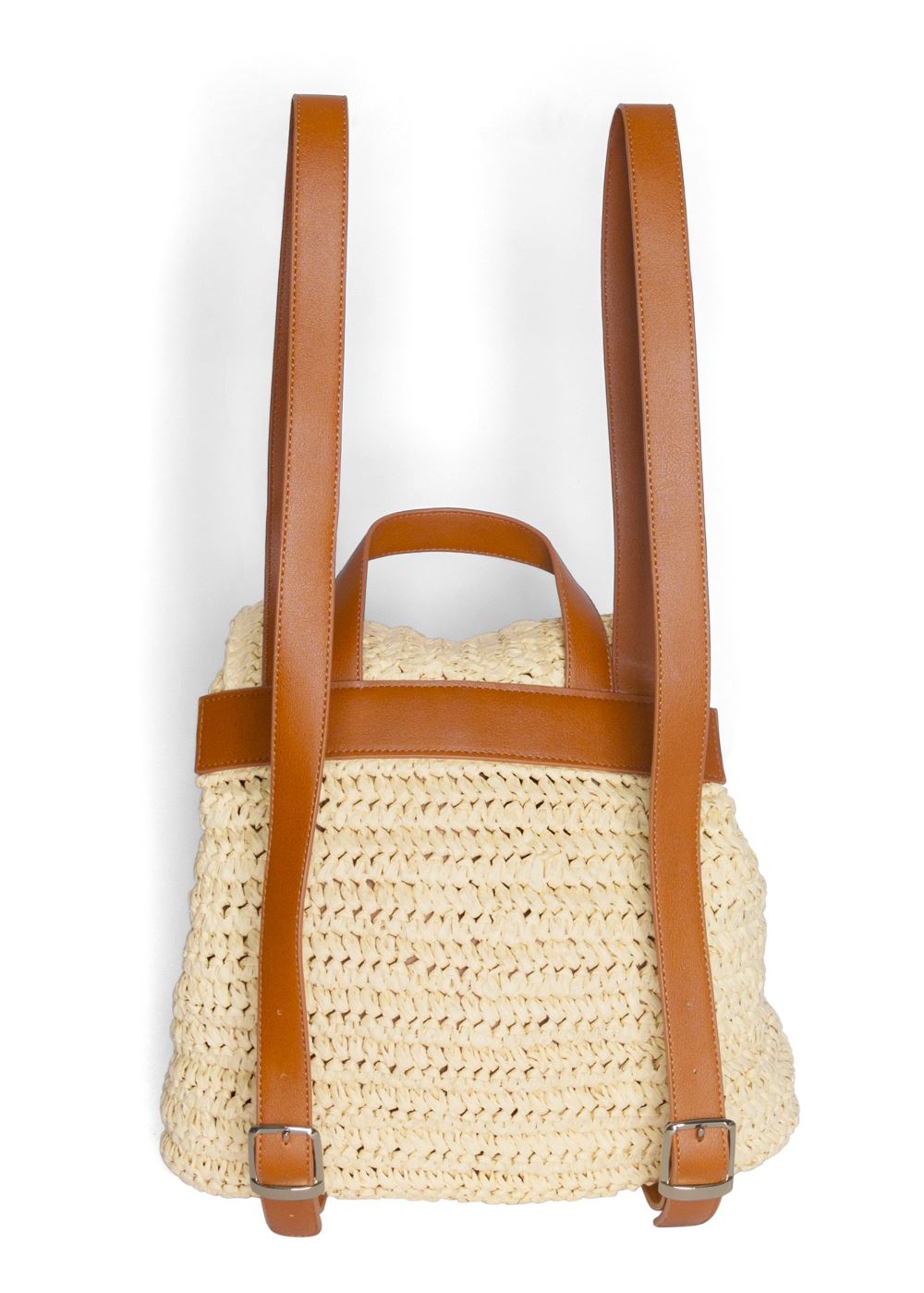 Venus Boho Straw Backpack in Natural