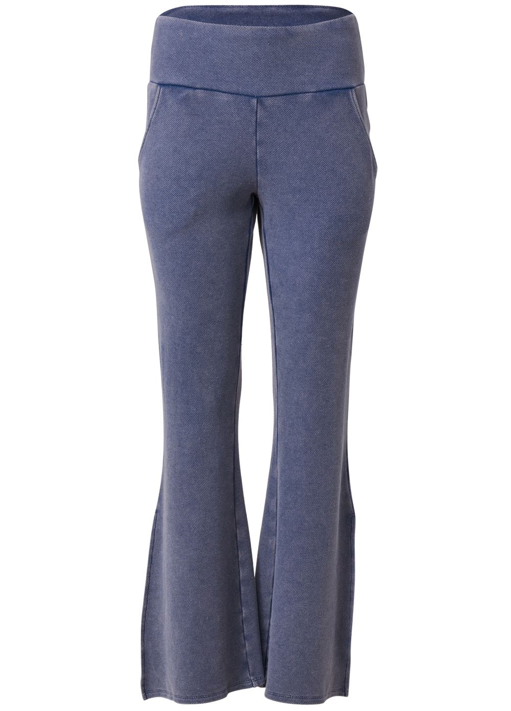 Venus Washed Slit Flare Leg Pants in Dark Blue