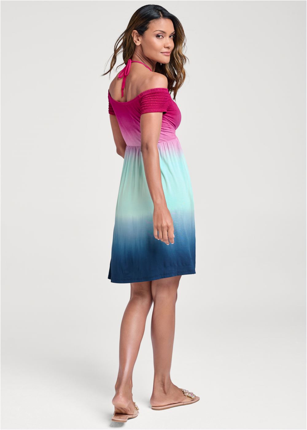 Venus Embellished Ombre Dress - Blue & Pink
