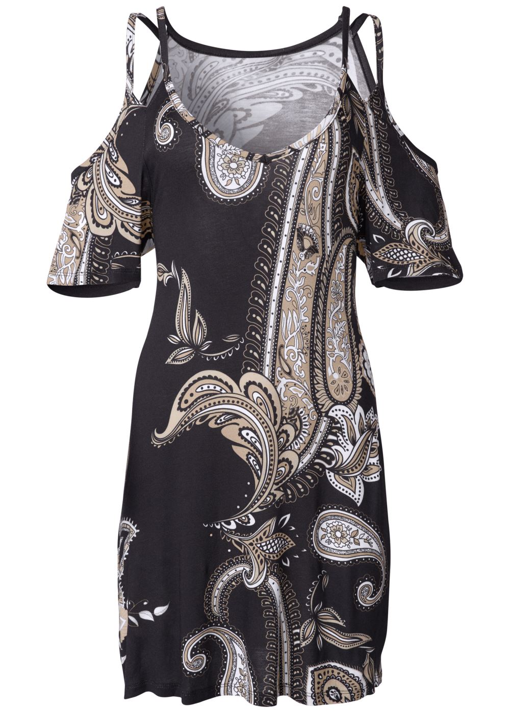 Venus Cold-Shoulder Casual Dress - Black Multi