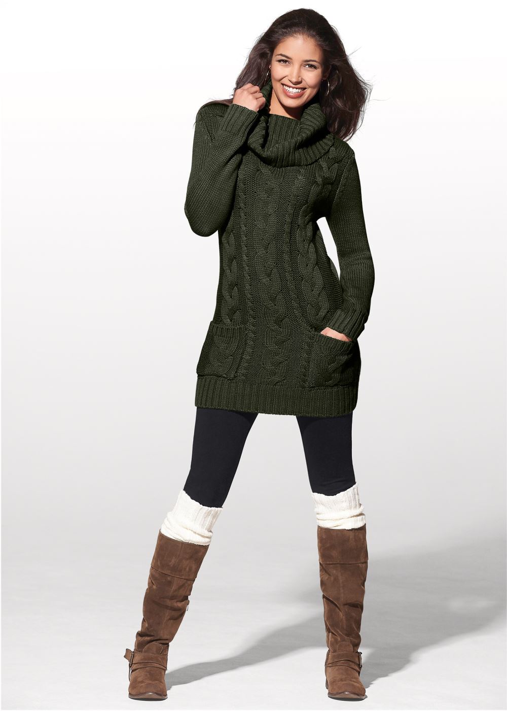 Venus Cozy Sweater Dress - Olive