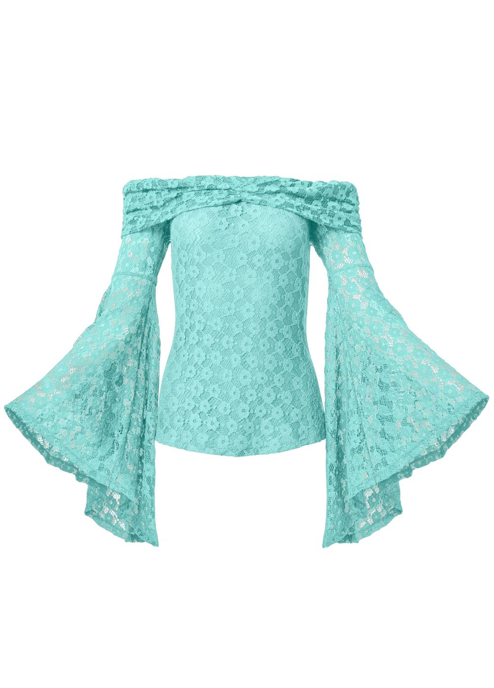 Venus Lace Off-The-Shoulder Top in Mint