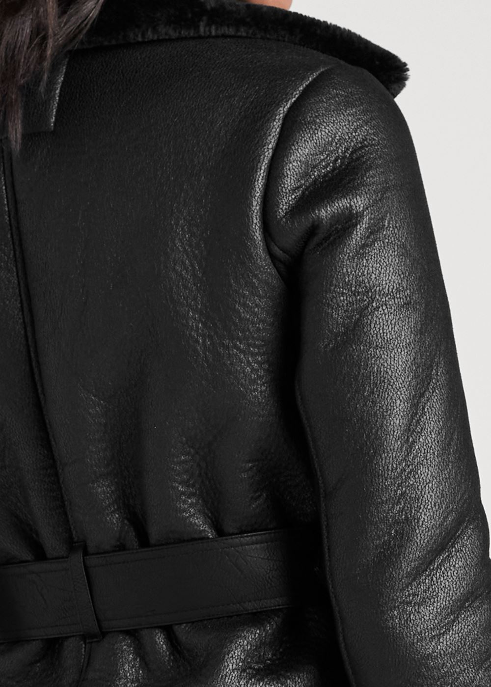 Venus Faux-Leather And Fur Coat in Black