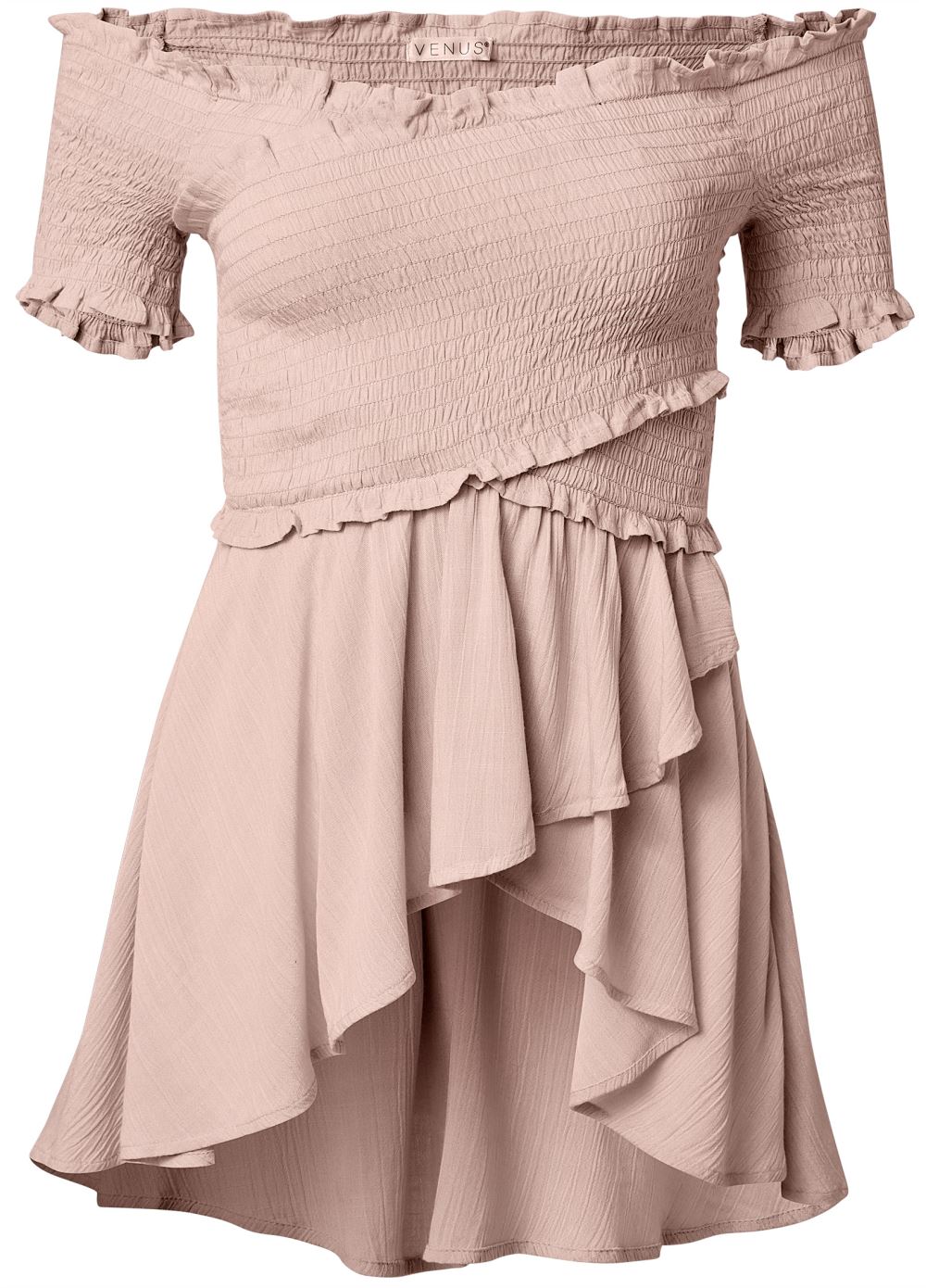 Venus Smocked Babydoll Top in Light Pink